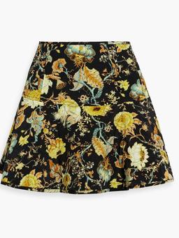 Ryla quilted floral-print silk mini skirt