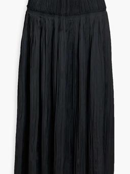 Malia pleated satin midi skirt