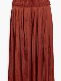 Malia pleated satin midi skirt