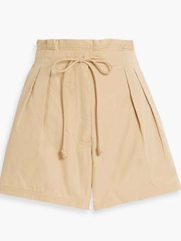 Camryn pleated cotton-poplin shorts