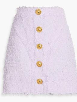 Frayed bouclé-tweed mini skirt