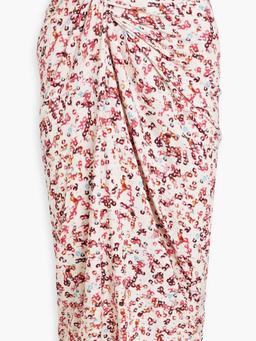 Jeldia draped printed stretch-jersey midi skirt