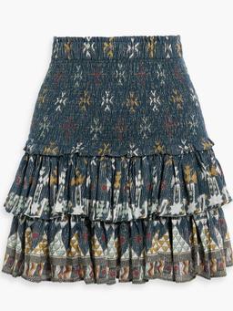 Naomi ruffled printed cotton-voile mini skirt