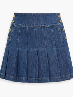 Lanna pleated denim mini skirt