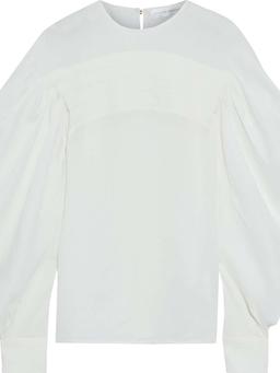 Pintucked jacquard blouse