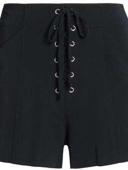 Lace-up crepe shorts