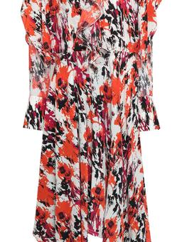 Draped printed silk crepe de chine midi dress